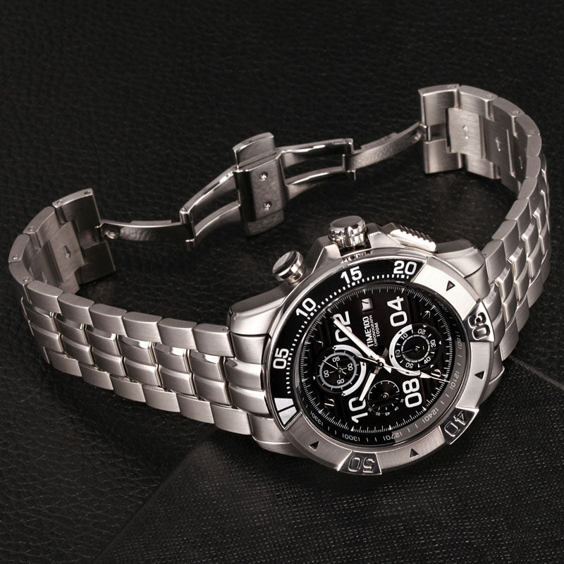 TIME100 Men's Multifunction Fashion Steel Strap 100M Waterproof Blue Sport Quartz Watch - Time100