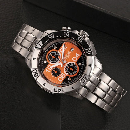 TIME100 Men's Multifunction Fashion Steel Strap 100M Waterproof Blue Sport Quartz Watch - Time100