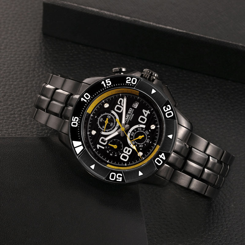 TIME100 Men's Multifunction Fashion Steel Strap 100M Waterproof Blue Sport Quartz Watch - Time100