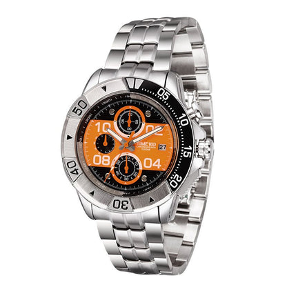 TIME100 Men's Multifunction Fashion Steel Strap 100M Waterproof Blue Sport Quartz Watch - Time100