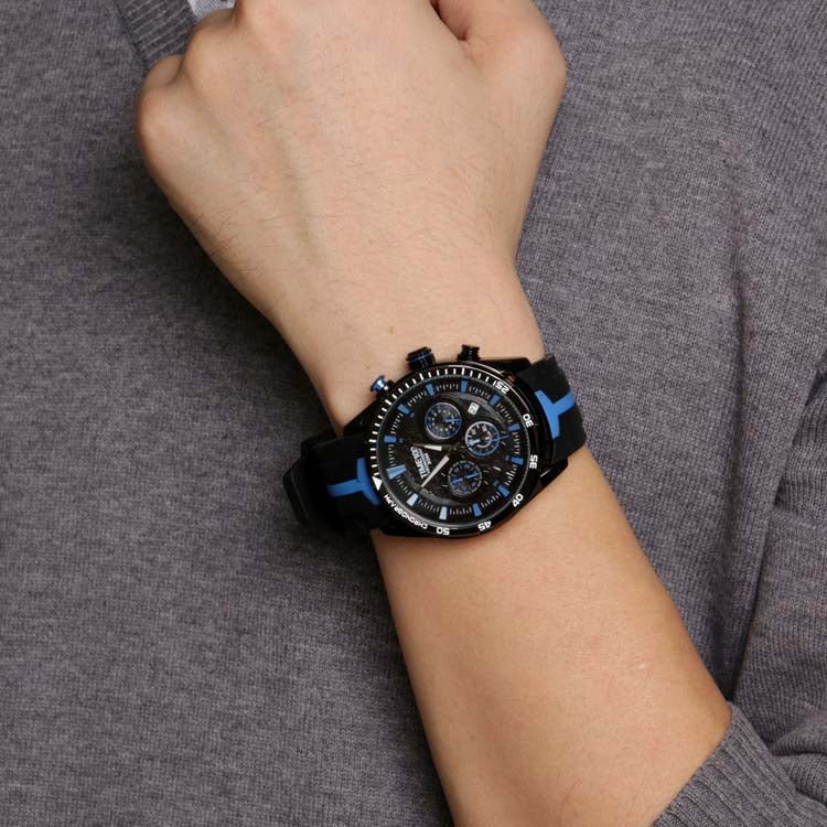 TIME100 Men's Silicone Strap Quartz Watch Sample Fashion Multifunction Watches for Men/Boy Blue - Time100