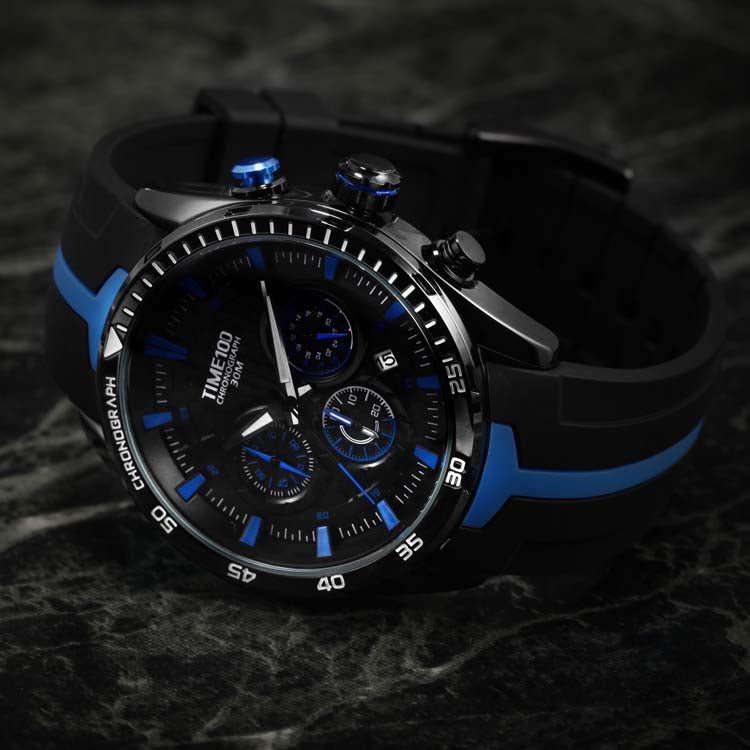 TIME100 Men's Silicone Strap Quartz Watch Sample Fashion Multifunction Watches for Men/Boy Back - Time100