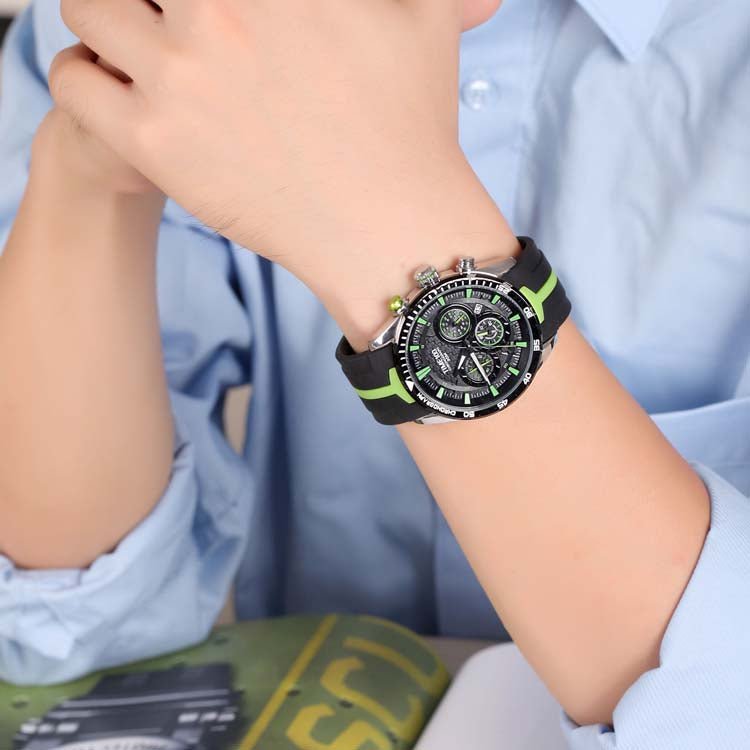 TIME100 energetic Green watch designed for active lifestyles and comfortable all-day summer wear - Time100