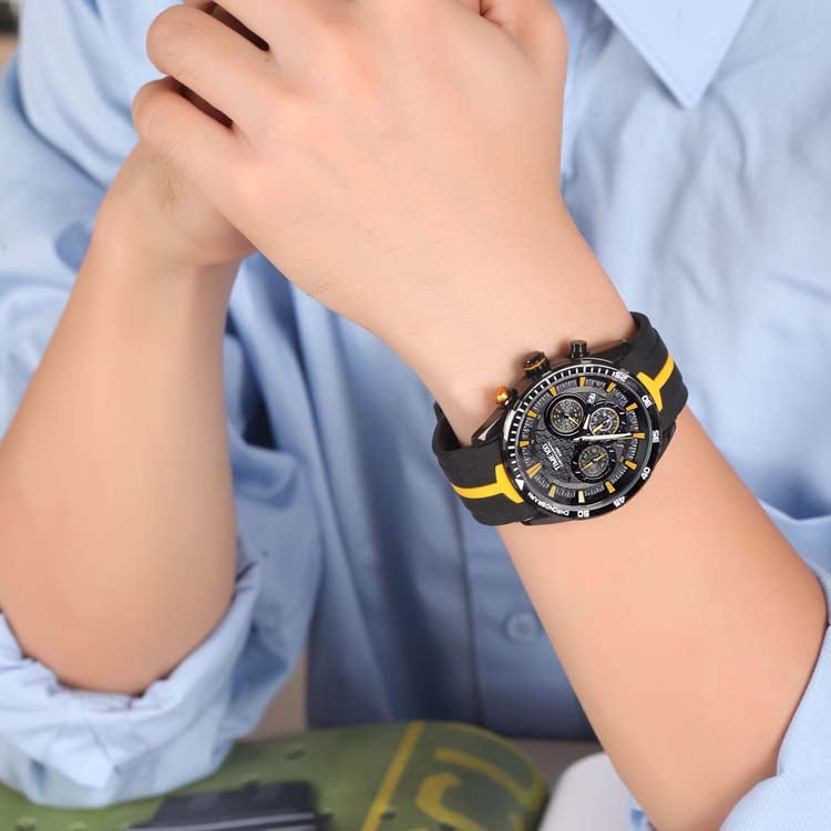 TIME100 energetic Yellow watch designed for active lifestyles and comfortable all-day summer wear - Time100