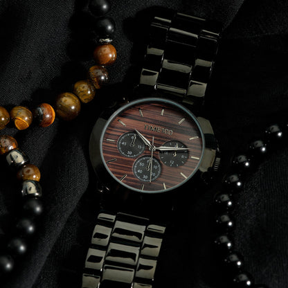 Side profile highlighting the substantial 44x51mm case and robust construction of the TIME100 watch Black - Time100