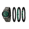 TIME100 W70183G Men's Heavyweight Quartz Watch and Stylish Bracelet Set Green - Time100