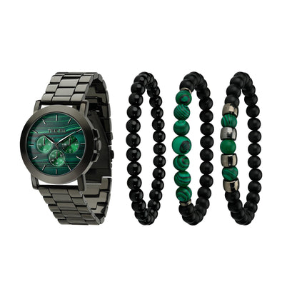 TIME100 W70183G Men's Heavyweight Quartz Watch and Stylish Bracelet Set Green - Time100