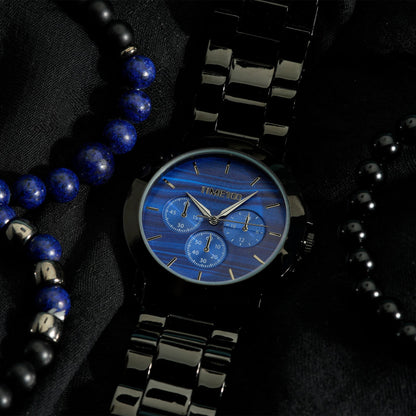Side profile highlighting the substantial 44x51mm case and robust construction of the TIME100 watch Blue - Time100a