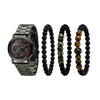 TIME100 W70183G Men's Heavyweight Quartz Watch and Stylish Bracelet Set Black - Time100
