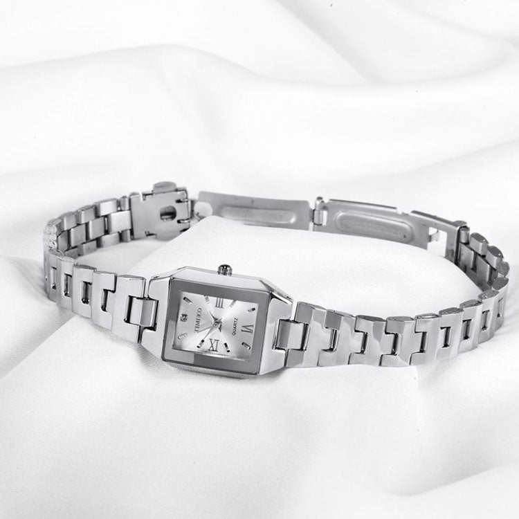 Side profile of the TIME100 classic watch highlighting its clean lines and sophisticated modern silhouette White - Time100