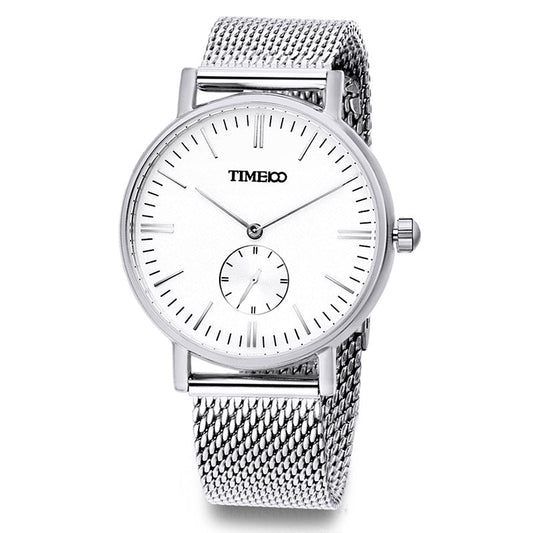 TIME100 Minimalist Men's Watch with Genuine Leather Strap, Water Resistant, Analog Quartz Watch for Men - Time100