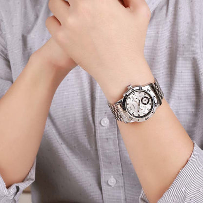 TIME100 Quartz Stainless Steel Band Alloy Plated Case Waterproof Chronograph Watch for Men - Time100