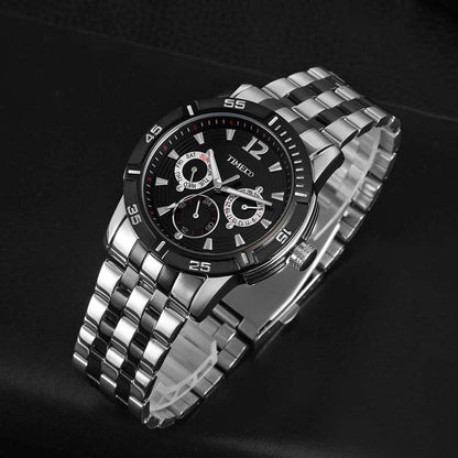 TIME100 Quartz Stainless Steel Band Alloy Plated Case Waterproof Chronograph Watch for Men - Time100