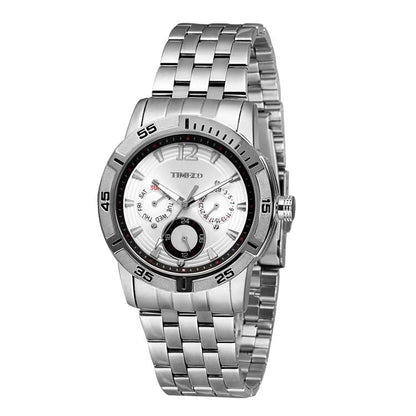 TIME100 Quartz Stainless Steel Band Alloy Plated Case Waterproof Chronograph Watch for Men - Time100