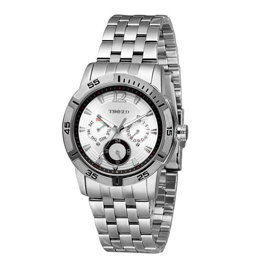 TIME100 Quartz Stainless Steel Band Alloy Plated Case Waterproof Chronograph Watch for Men - Time100