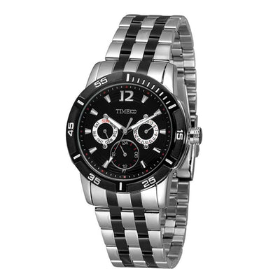 TIME100 W50311G Men's Two-Tone Silver and Gold Chronograph Watch with Polished Stainless Steel Band Black - Time100