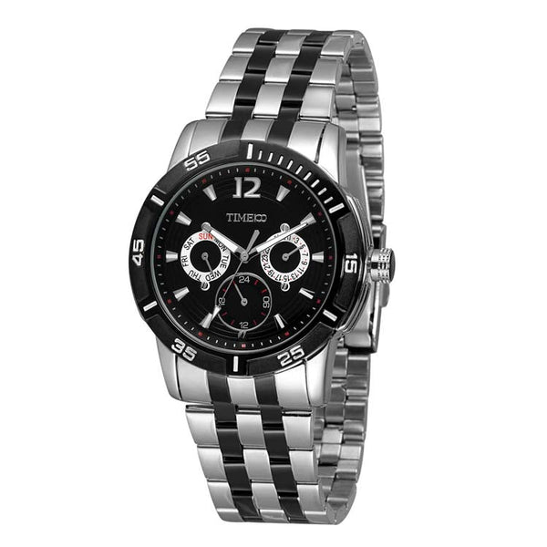 TIME100 W50311G Men's Two-Tone Silver and Gold Chronograph Watch with Polished Stainless Steel Band Black - Time100
