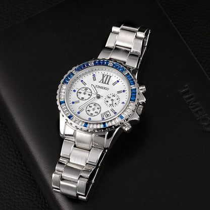 Radiant gold watch dial featuring a modern crosshair face style and precision movement Silver - Time100