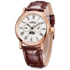 TIME100 W80035G Men's Classic Dress Watch with Roman Numerals and Sun-Moon Indicator Brown - Time100