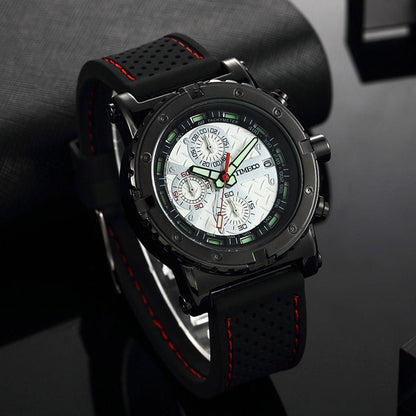 Close-up of the TIME100 round watch face featuring shimmering crystal markers and a minimalist aesthetic Black - Time100