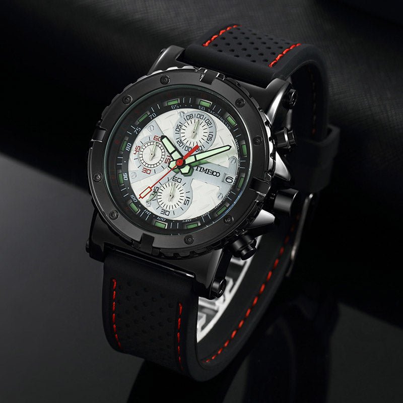Breathable and skin-friendly two-piece strap detail on the TIME100 W50310G watch Black - Time100