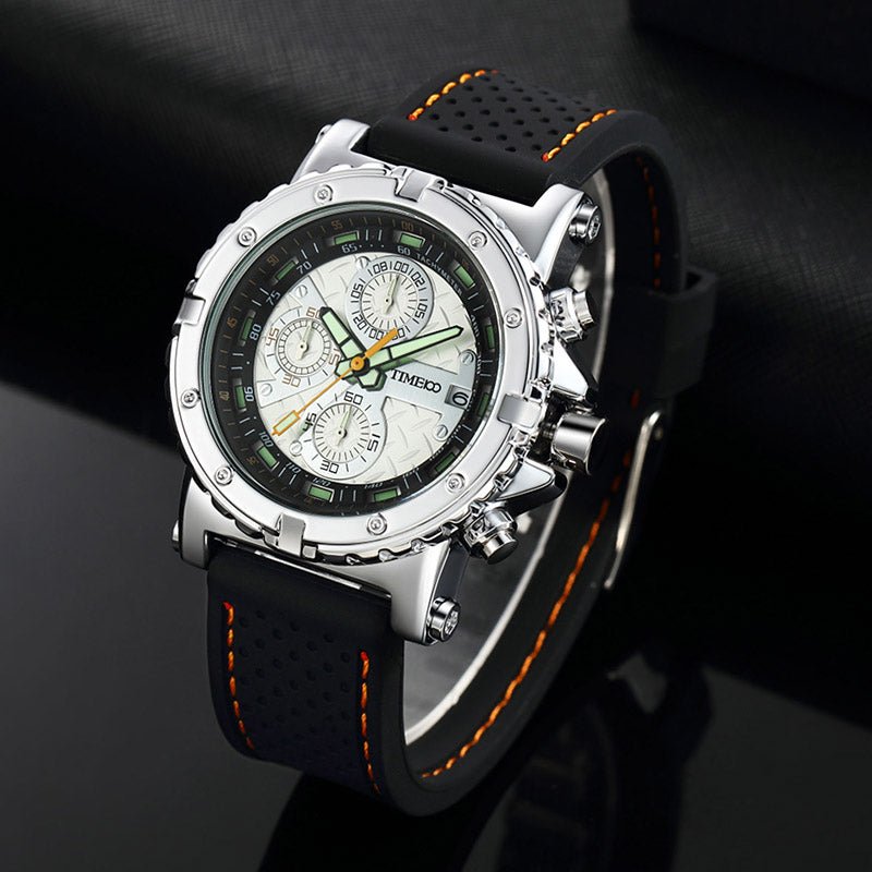 Breathable and skin-friendly two-piece strap detail on the TIME100 W50310G watch Silver - Time100