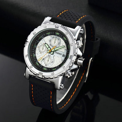 Breathable and skin-friendly two-piece strap detail on the TIME100 W50310G watch Silver - Time100
