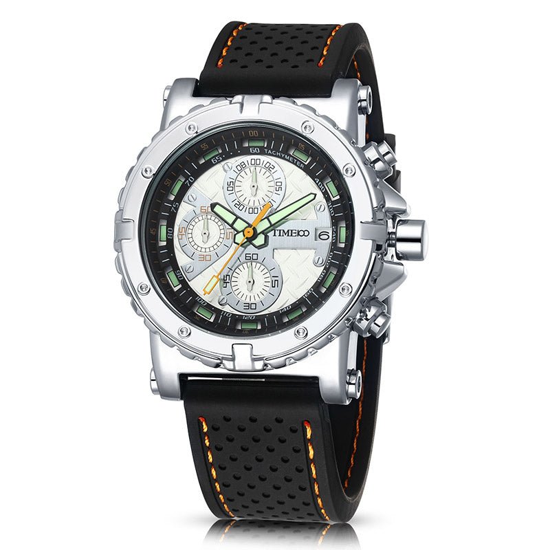 TIME100 W50310G Men's Classic Business Watch with Large Round Dial and Crystal Markers Silver - Time100