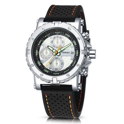 TIME100 W50310G Men's Classic Business Watch with Large Round Dial and Crystal Markers Silver - Time100