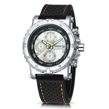 TIME100 W50310G Men's Classic Business Watch with Large Round Dial and Crystal Markers Silver - Time100