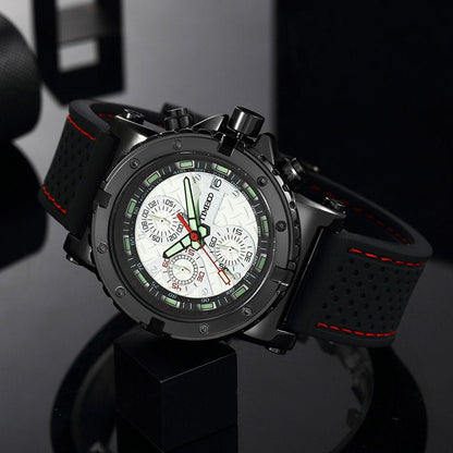 Busy executive wearing the commanding 49mm TIME100 business watch in a professional office setting Black - Time100