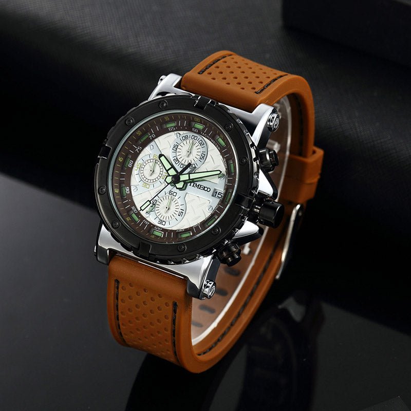 Breathable and skin-friendly two-piece strap detail on the TIME100 W50310G watch Brown - Time100