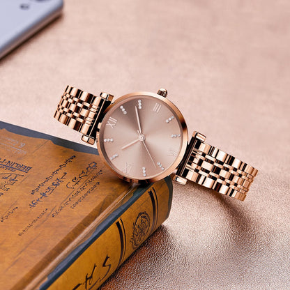 TIME100 Women's Analog Japanese Quartz Watch with Stainless Steel Mesh Leather Strap Ladies Watch Wrist and Elegant Waterproof - Time100