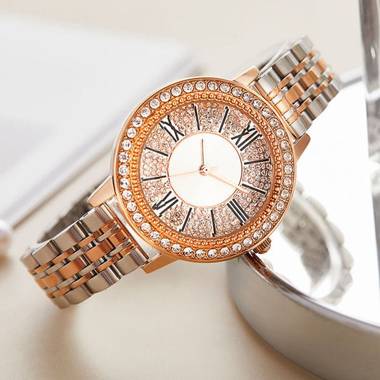 TIME100 Women's Analog Japanese Quartz Watch with Stainless Steel Mesh Leather Strap Ladies Watch Wrist and Elegant Waterproof - Time100