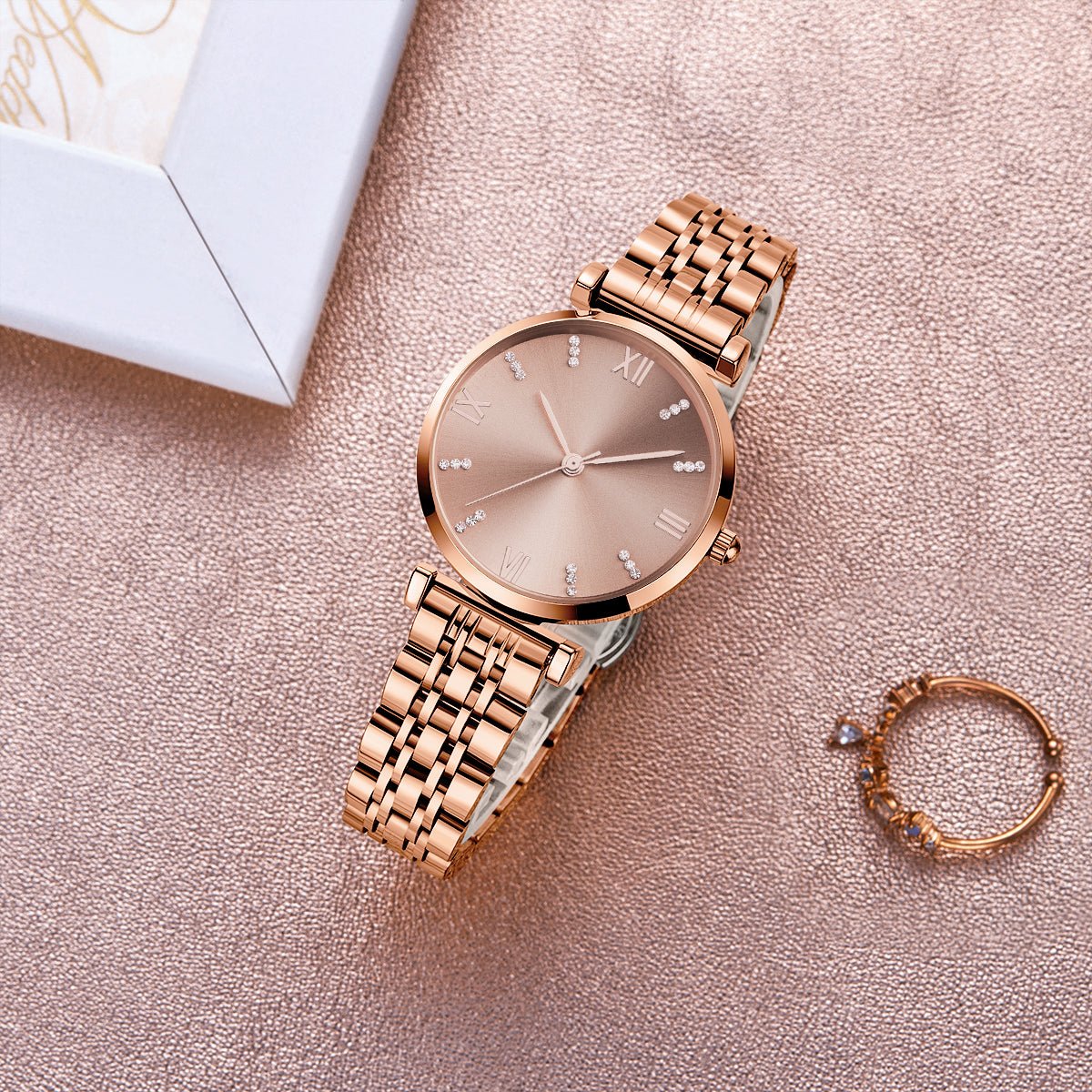 TIME100 Women's Analog Japanese Quartz Watch with Stainless Steel Mesh Leather Strap Ladies Watch Wrist and Elegant Waterproof - Time100