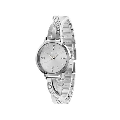 TIME100 Women's Bangle Watch and Silver Watch Chain Bracelets Premium Crystal Accented Bracelet Set W50888L Silver - Time100