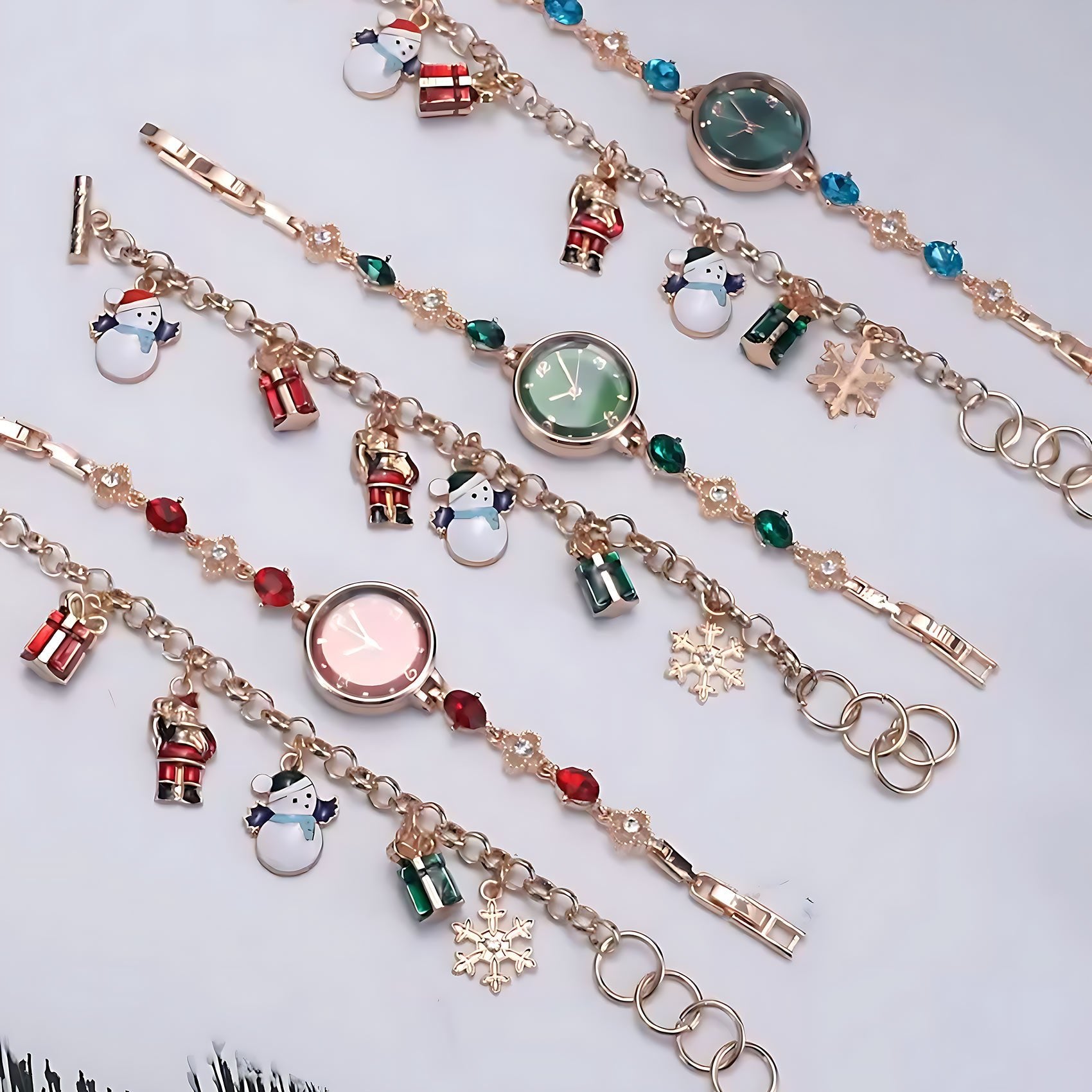 Close-up of the diamond-inspired rose gold alloy bracelet on the TIME100 Dainty Dress Watch All - Time100