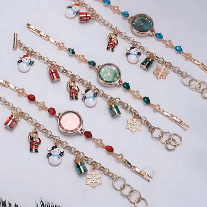 Close-up of the diamond-inspired rose gold alloy bracelet on the TIME100 Dainty Dress Watch All - Time100