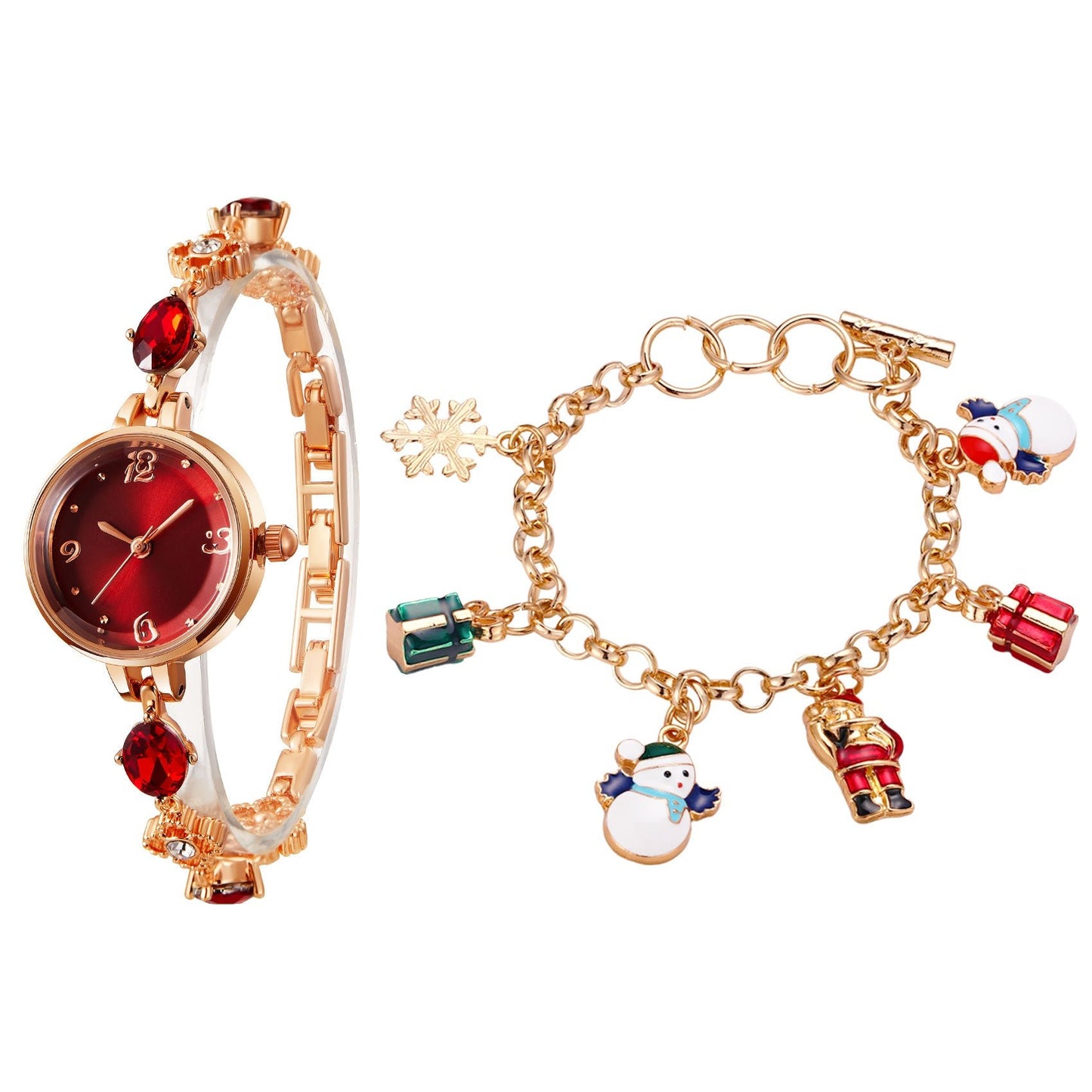 TIME100 Dainty Dress Watch in Rose Gold with Vibrant Red Brushed Inner Dial - Time100