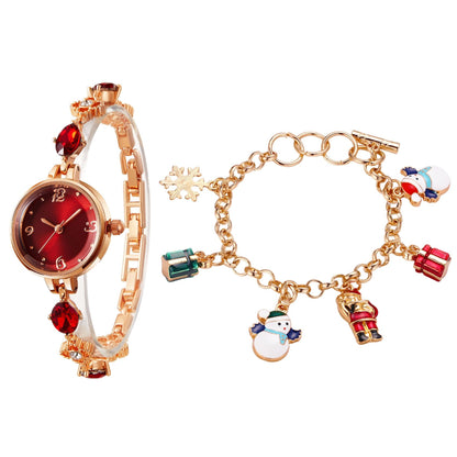 TIME100 Dainty Dress Watch in Rose Gold with Vibrant Red Brushed Inner Dial - Time100