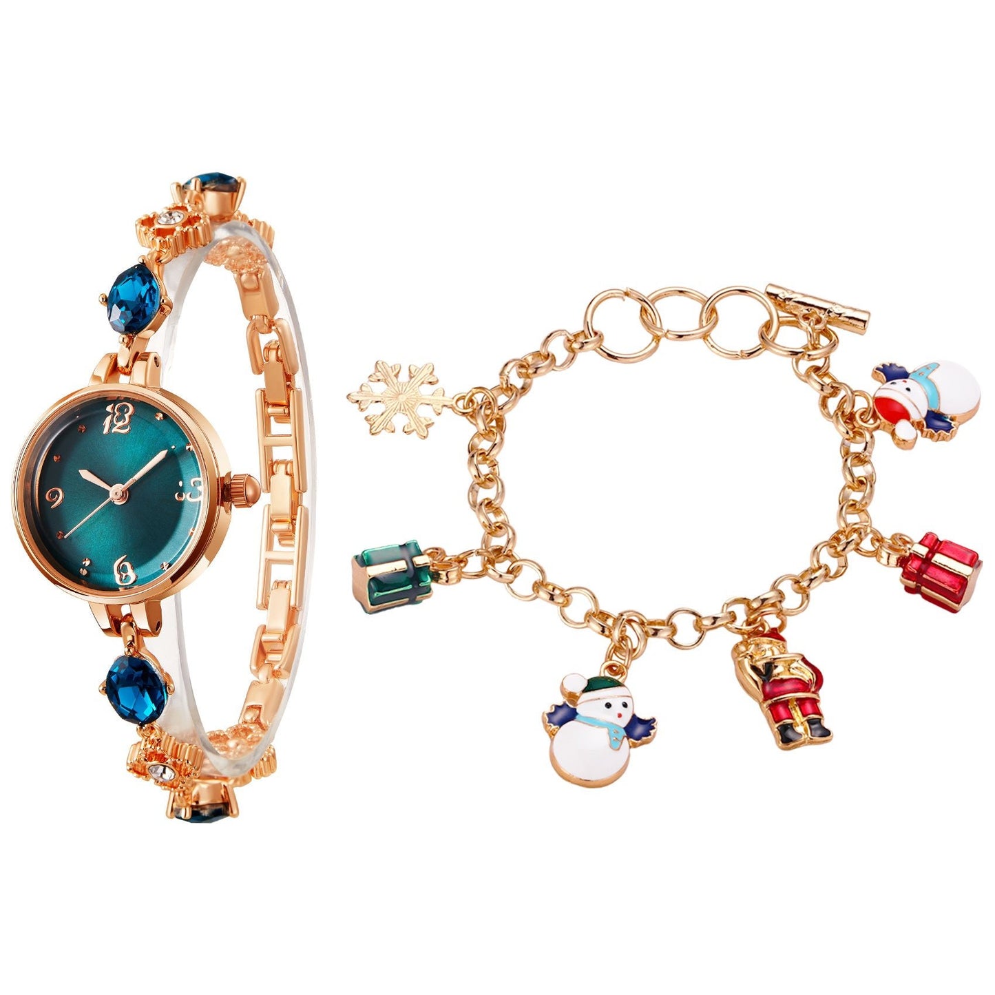 TIME100 Dainty Dress Watch in Rose Gold with Vibrant Cyan Brushed Inner Dial - Time100