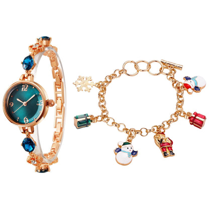TIME100 Dainty Dress Watch in Rose Gold with Vibrant Cyan Brushed Inner Dial - Time100
