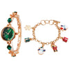 TIME100 Dainty Dress Watch in Rose Gold with Vibrant Green Brushed Inner Dial - Time100