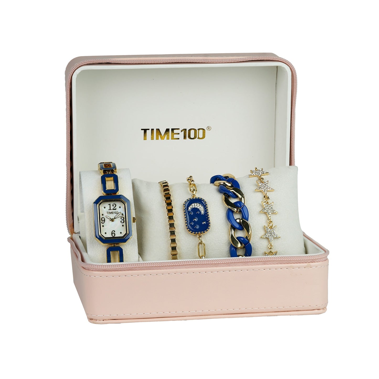 TIME100 chic 5-piece jewelry and watch set presented as a perfect gift for women Blue - Time100