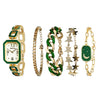 TTIME100 W50891 5-Piece Women's Watch and Bracelet Set in Luxurious Rose Gold Green - Time100