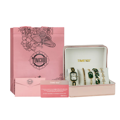 TIME100 chic 5-piece jewelry and watch set presented as a perfect gift for women - Time100