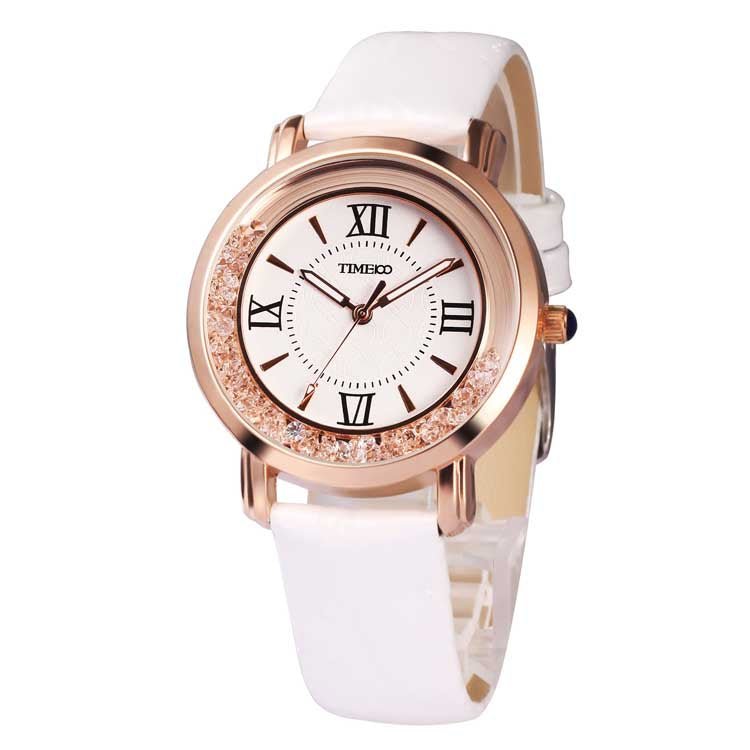 TIME100 W50277L Women's Classic Fashion Watch with Vibrant Purple Dial and Black Leather Strap White - Time100