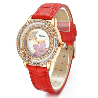 TIME100 W80105L Women's Modern Fashion Quartz Watch with Shimmering Crystal Accents Red - Time100