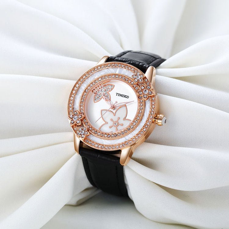 Elegant evening style featuring the TIME100 W80105L women's quartz watch catching the light Black - Time100
