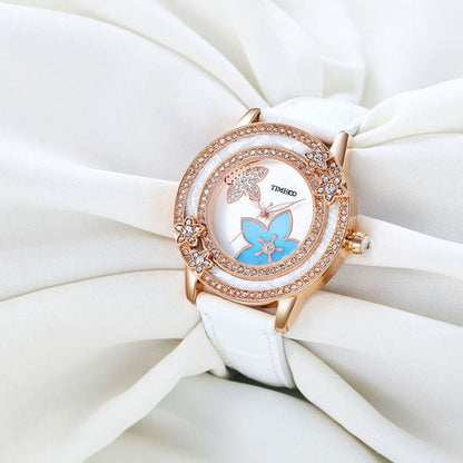 Elegant evening style featuring the TIME100 W80105L women's quartz watch catching the light White - Time100